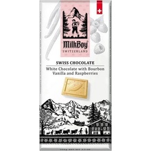 MILKBOY SWISS Bílá čokoláda Bourbon Vanilla & Raspberries 100 g