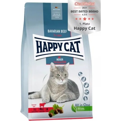 Happy Cat Indoor Adult Bavarian Beef - храна за апартаментски котки с баварско говеждо месо, вкусен кориандър и бял трън, 4 кг, Германия - 70593