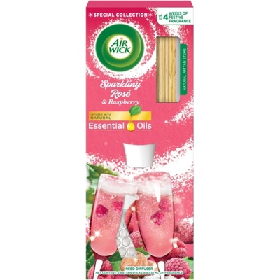 Air Wick Essential Oils Sparkling Rose & Raspberry Růžový sekt a maliny vonné tyčinky 30 ml