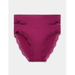 Marks & Spencer Висок ръб бикини Jasmine с дантела, 2 броя в опаковка Marks & Spencer розово Marks & Spencer | Rozov | ЖЕНИ | L