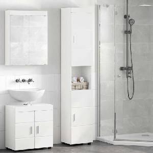 vidaXL Комплект шкафове за баня TULUM Лъскаво бяло 37 x 31, 5 x 203 см (880355)