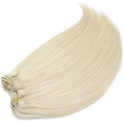Clip in maxi set 43cm pravé ľudské vlasy - REMY 140g - platina