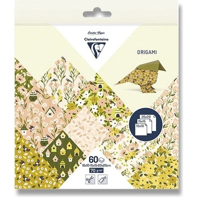 Clairefontaine Sada papírů Origami Spring, mix velikostí 60 listů