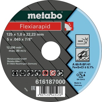 Metabo 616187000 rezný kotúč rovný 125 mm 22.23 mm 25 ks; 616187000