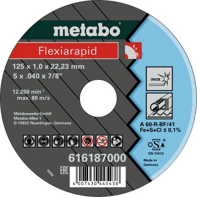 Metabo 616187000 rezný kotúč rovný 125 mm 25 ks list, Profily; 616187000