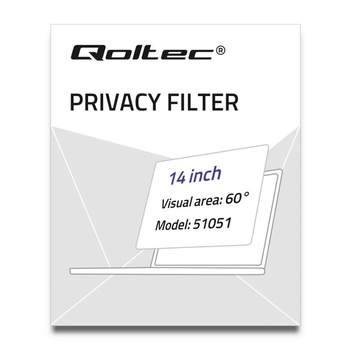 Qoltec Филтър за поверителност Qoltec, 51051, GDPR, 14", 16: 9, Прозрачен (51051) (51051)