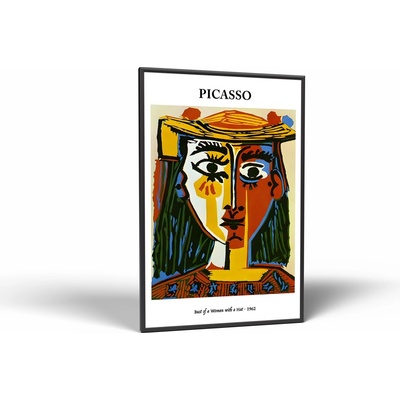 Pablo Picasso Picasso - Bust of a Woman with a Hat | Obraz Vintessia v ráme Rozmery obdĺžnik: 40x60, Rám: Čierny matný-alu