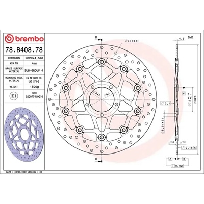 BREMBO Brzdový kotouč PRIME - Serie-Oro - Floating Disc - 320 mm BRE 78B40878