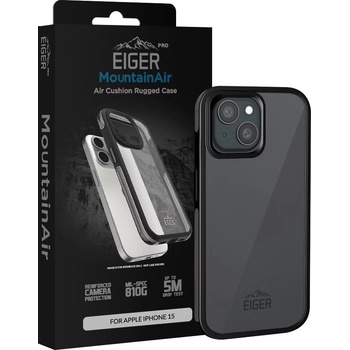 Eiger Pro MountainAir Rugged Case- хибриден кейс с висока степен на защита за iPhone 15 (черен-прозрачен)