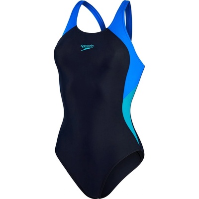 Speedo Дамски бански костюм Speedo Colourblock Splice Muscleback Swimsuit Womens - Navy/Blue