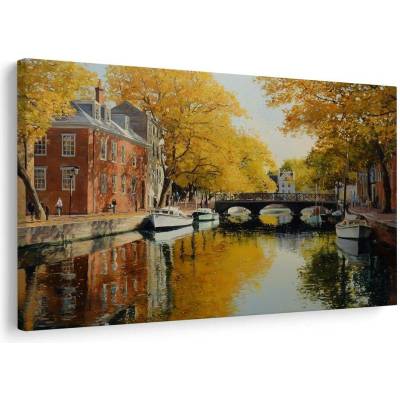 Obraz podzimní kanál u mostu - 60x40