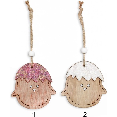 Kuře závěs dřevo 8cm mix