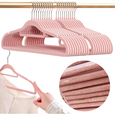 SEVERNO Home Sada sametových ramínek MAGIC VELVET 20 ks růžová – Zboží Dáma