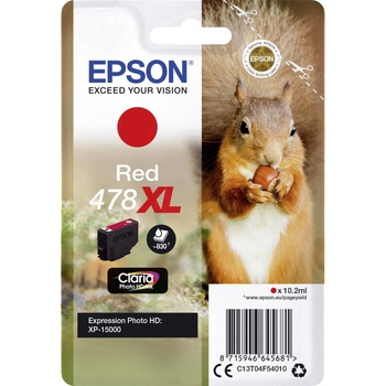 Epson Squirrel Singlepack Red 478XL Claria Photo HD Ink глава и патрон за мастиленоструен принтер 1 броя Оригинал Висок (XL) добив Червен (C13T04F54010) (C13T04F54010)
