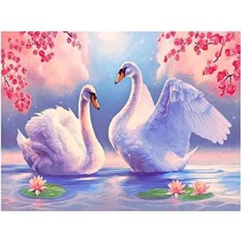 Norimpex - Puzzle Diamant painting: Swans among the lilies 30x40cm - 1 - 39 piese