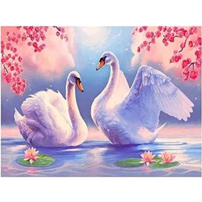 Norimpex - Puzzle Diamant painting: Swans among the lilies 30x40cm - 1 - 39 piese