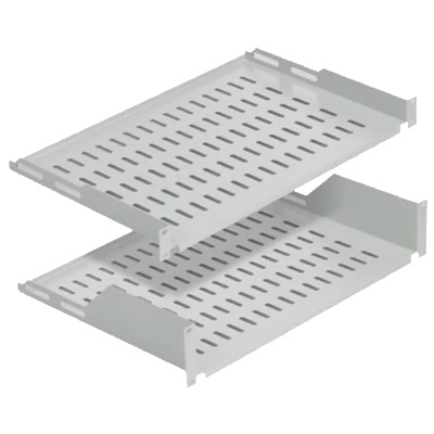 MIRSAN MR. RAK1U20.01 : 19 рафт за сървърен шкаф - 486 x 200 x 44 мм, D=200 мм, 2-точков монтаж, 30 кг товар, черен (MR.RAK1U20.01)