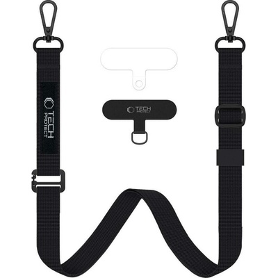 Šňůrka na krk Tech-Protect C6S Crossbody popruh na mobil 2v1 černý