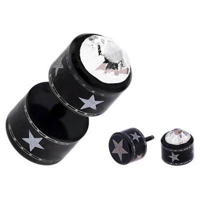 Šperky eshop ocelový fake piercing do ucha čirý zirkon hvězdy PC34.22