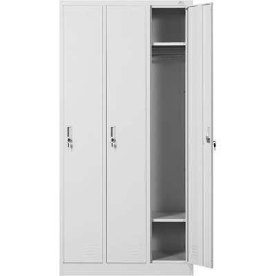 Метален гардероб RFG, троен, 90 х 45 х 185 cm, сив (DZX-055/RAL7035)