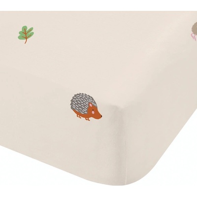 Catherine Lansfield Бежов еластичен единичен детски чаршаф 90x190 cm Fox and Woodland Friends - Catherine Lansfield (BD/60561/W/SFD/CR)