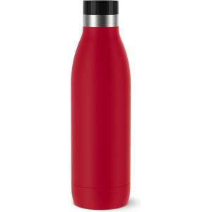 emsa Bludrop drinking bottle, 0.7 liters, 100% leak-proof, quick-press closure, ergonomic 360° drinking pleasure, warm for 12 hours, cool for 24 hours, easy to clean, stainless steel, powder coating, dark 