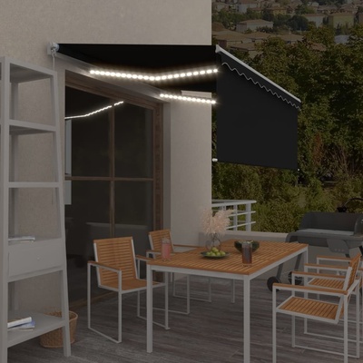 VidaXL Ručně zatahovací markýza s roletou a LED 3,5x2,5 m antracitová