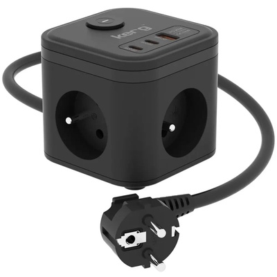 Kerg smart - Разклонител с 3 гнезда + usb-a+usb-c зарядно 1.5m 3×1.5mm2 h05vv-f 16a/250v (m02729)