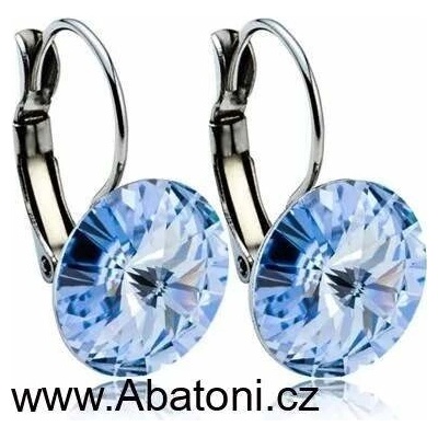 Swarovski Elements Rivoli vlepený krystal stříbrné náušnice visací modré kulaté 51031.3 Light Sapphire modrá světlá blankytná
