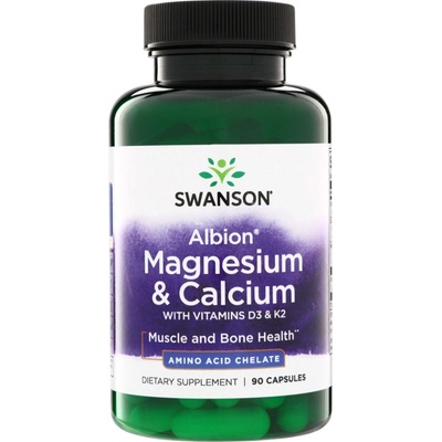 Swanson Albion Magnesium & Calcium with Vitamins D3 & K2 90 kapslí