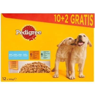 Pedigree Junior kuracie & jahňacie & hydinové & hovädzie s ryžou v želé 12 x 100 g