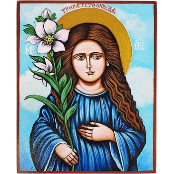 РЪЧНО РИСУВАНА ИКОНА СВЕТА БОГОРОДИЦА ТРИГОДИШНА