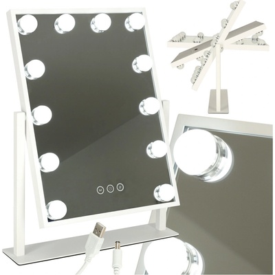 KIK KX3942_1 USB Zrcátko na líčení s LED žárovkami – Zboží Dáma