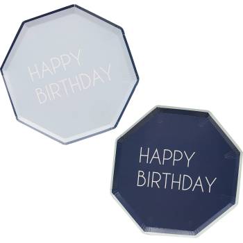 Ginger Ray Парти Чинии за Рожден Ден в Тъмносиньо и Синьо