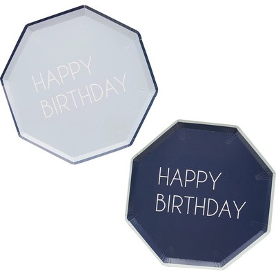 Ginger Ray Парти Чинии за Рожден Ден в Тъмносиньо и Синьо