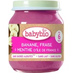 Babybio Био плодово пюре Babybio - Банан, ягода и мента, 130 g (3288130510966) - baby