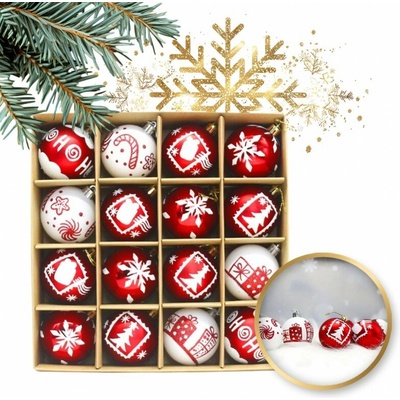 Textilomanie Súprava vianočných ozdôb RED&WHITE červeno-biele, 16 ks