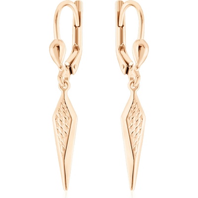 Gemmax Elegantní visací náušnice z růžového zlata s diamantovým brusem GLERN-02553