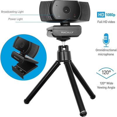 Уеб видеокамера 1080p FHD с микрофон (черен) - Macally High Definition 1080P Video Webcam (MZOOMCAM)
