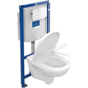 Villeroy & Boch O. novo - Комплект за монтаж пред стена ViConnect, тоалетна чиния и седалка, DirectFlush, SoftClosing и бутони E200, бял 5660D301 (5660D301)