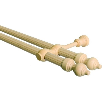 OK-GarnýžeCZ Garnýž dvouřadá 28mm odstín borovice 180 cm do stěny / na tunýlek - bez kroužků