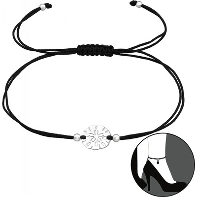 Majya náramek černý s přívěskem KVĚTINA 10623