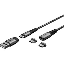 Goobay 65653 USB 2.0, USB C(M) - magnetický USB C(M), + redukce na USB A(M), 1m