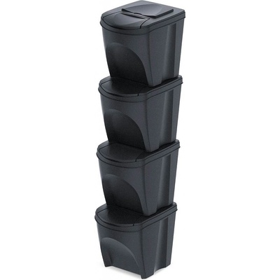 Sortibox Sada 4 odpadkových košů ECO WOOD 4x25 l antracit ECO