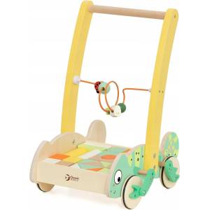 Classic World Дървен уокър Classic World - Хамелеон, с 28 дървени блокчета (CW10536) - baby Проходилка