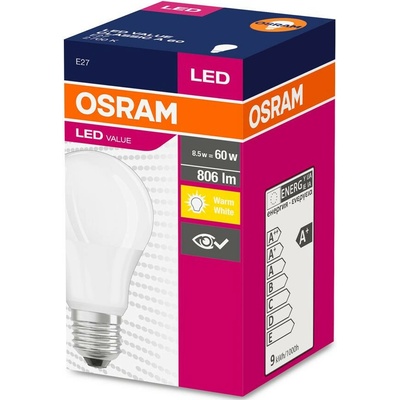 Osram Žiarovka LED FR 060 ean6842 non-dim, 8W/827 E27 2700K Value CLASSIC A