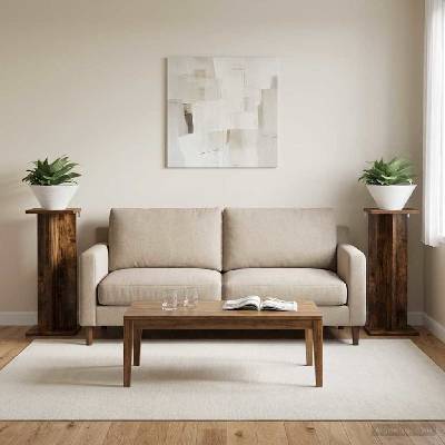 vidaXL Стойка за растения 2 бр. Опушен дъб 25 x 25, 5 x 60, 5 см (899667)
