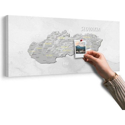 Obraz na korku decentní šedo-žlutá mapa Slovenska - 120x60 metallic
