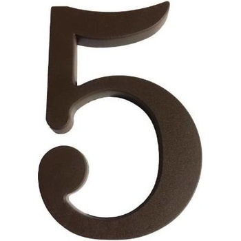Číslo "5", 180 mm, plastová hnědá