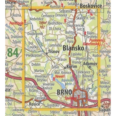 KČT 85 Okolí Brna - Svratecko - nástěnná turistická mapa 60 x 90 cm Varianta: mapa v dřevěném rámu, Provedení: Ticiago černý